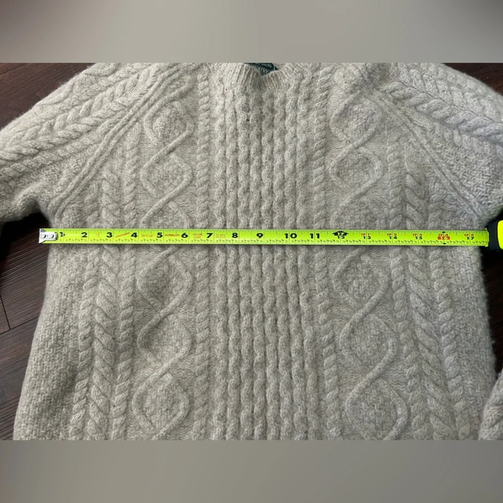 VTG Polo Country Ralph Lauren Cable-Knit Wool Pullover Sweater Sz L Oatmeal - Picture 9 of 14